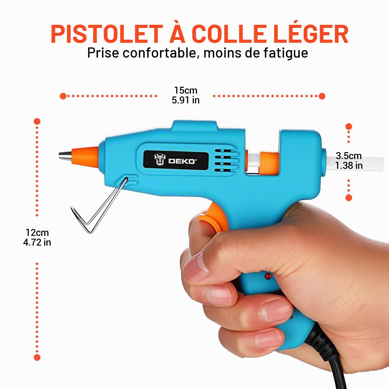 DEKOPRO POWER TOOLS pistolet à colle chaude 50 W turquoise 85 bâtons