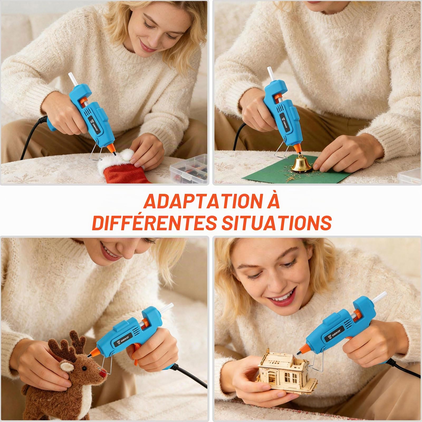 DEKOPRO POWER TOOLS pistolet à colle chaude 50 W turquoise 85 bâtons