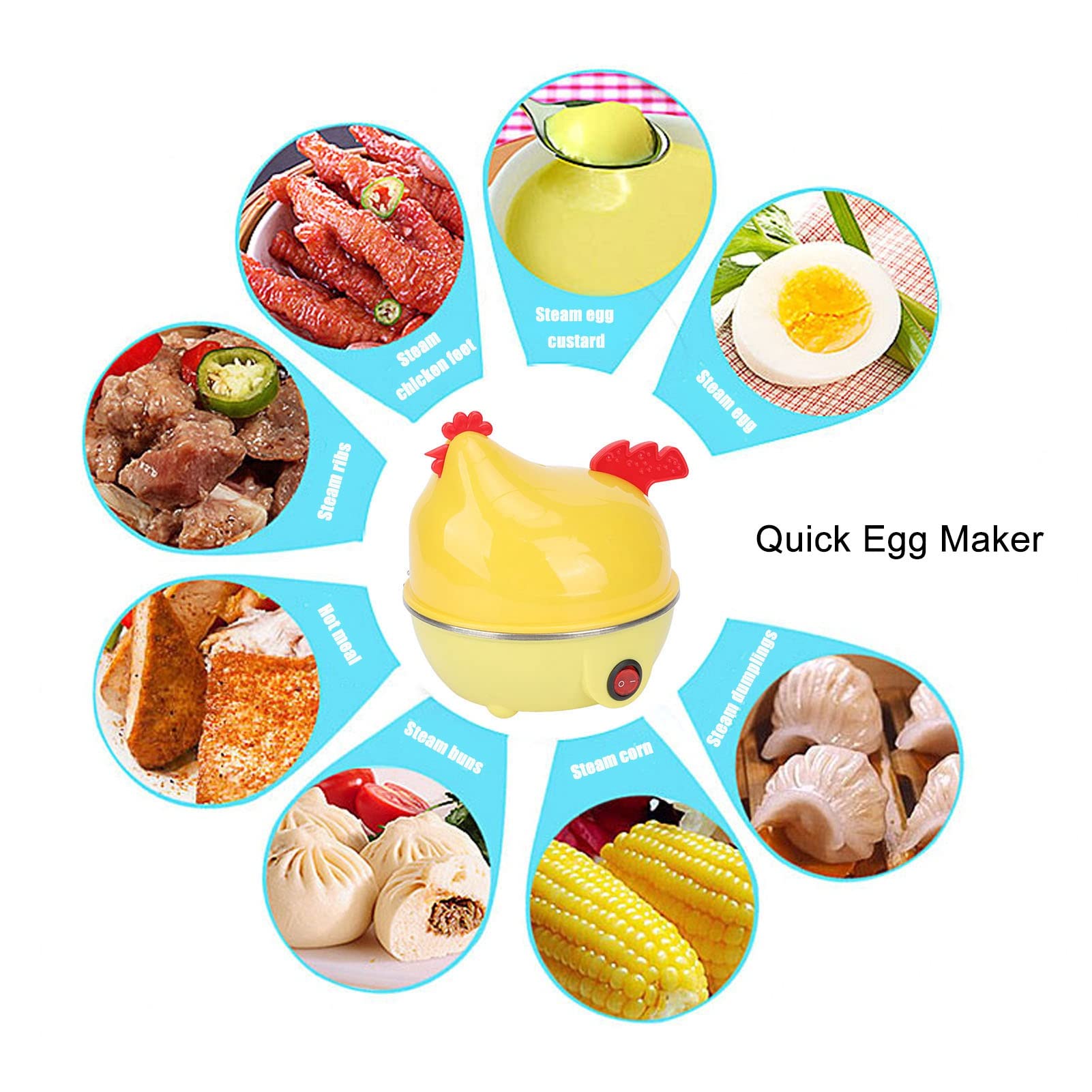 Omabeta Kitchen Appliances cuiseur à œufs électrique 7 œufs poule avec verre doseur