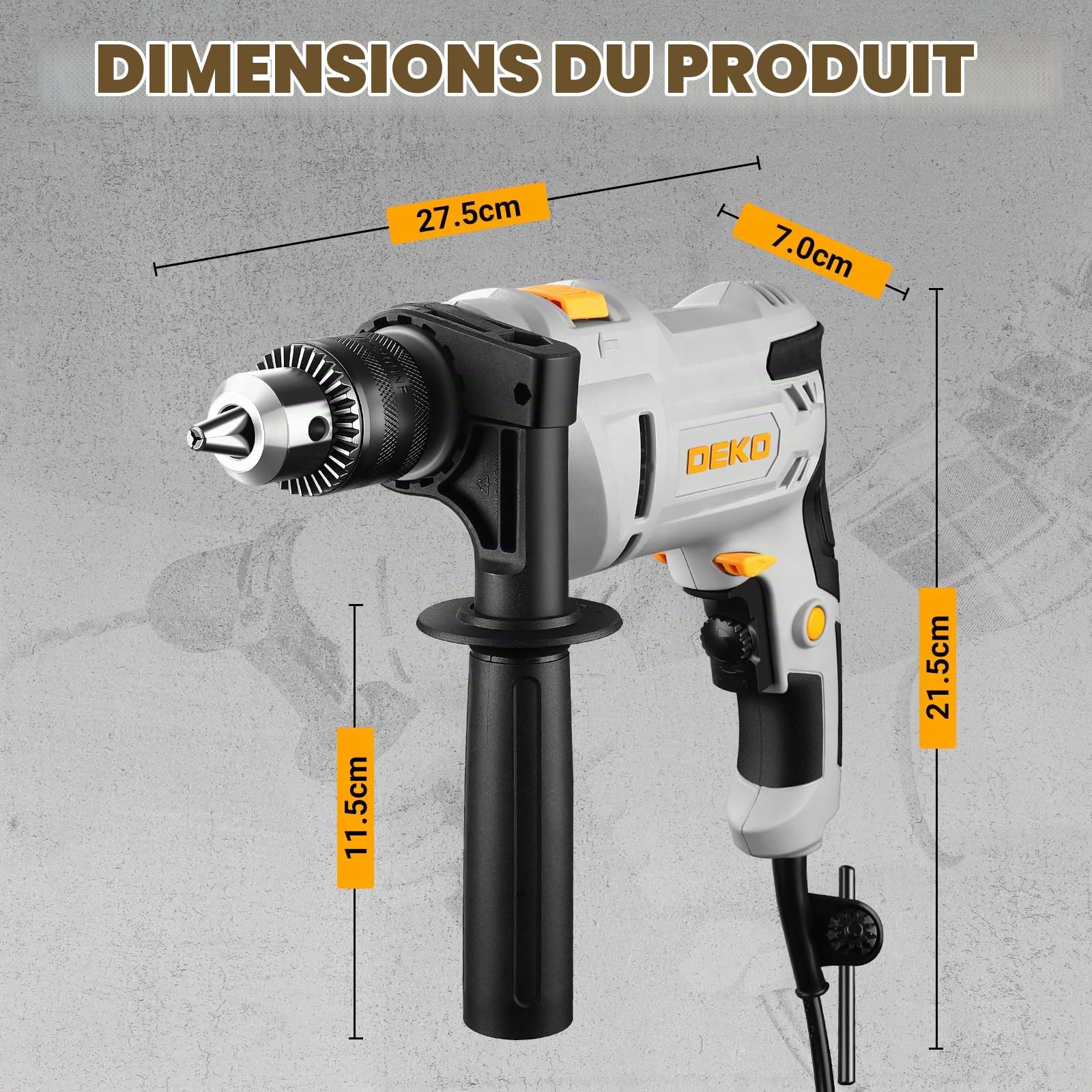 DEKOPRO POWER TOOLS perceuse à percussion 900 W filaire