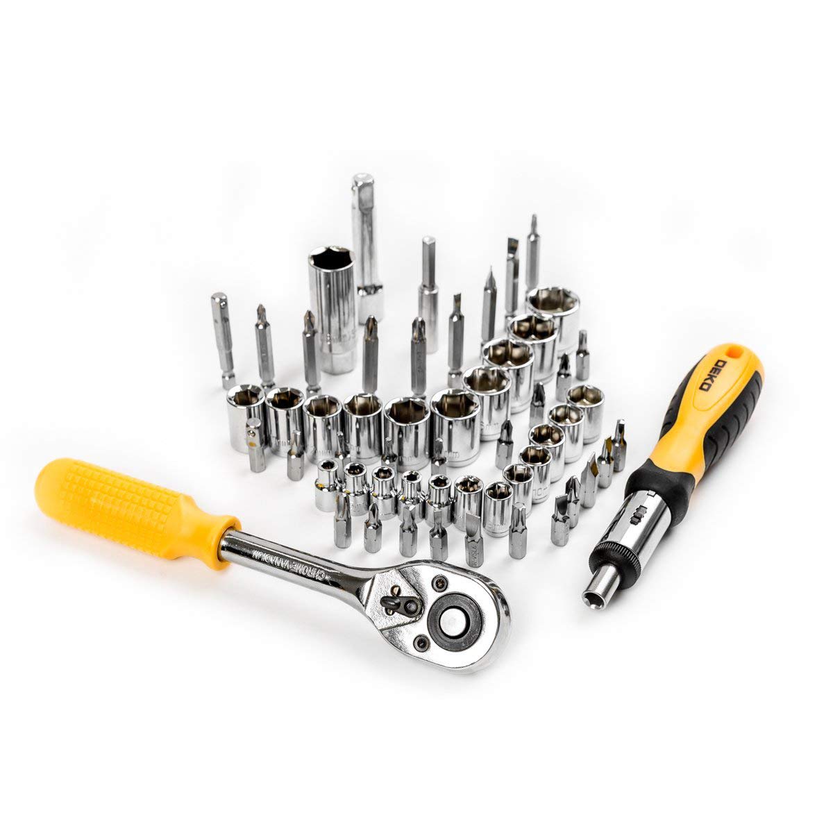 DEKOPRO TOOL KIT ET00654 kit d’outils 168 pièces avec mallette noire jaune