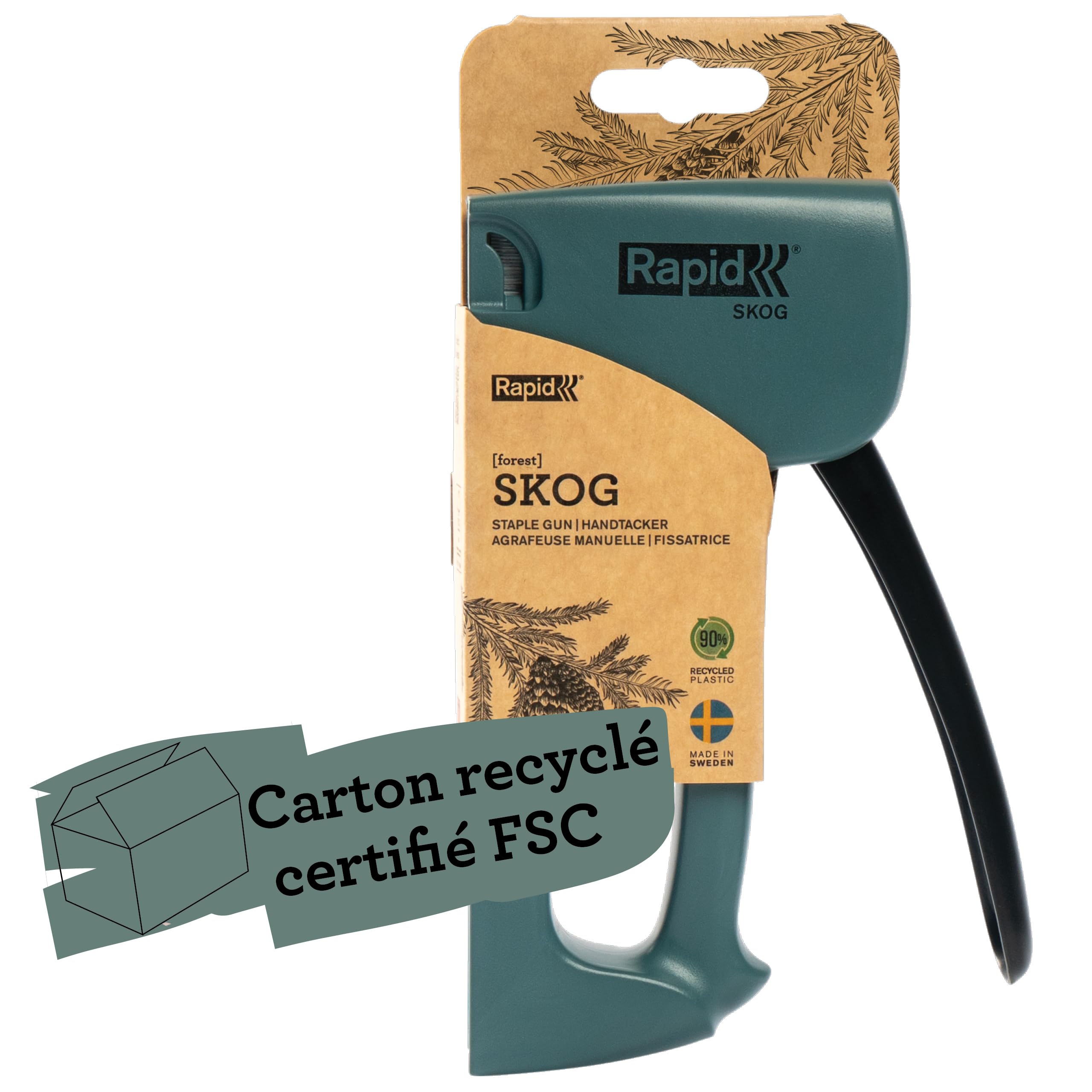Rapid Agrafage R13 Skog agrafeuse tapissier verte plastique recyclé