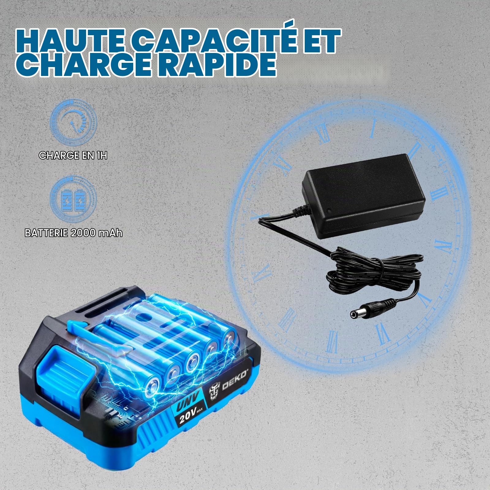 DEKOPRO POWER TOOLS ponceuse excentrique 20 V 125 mm bleue