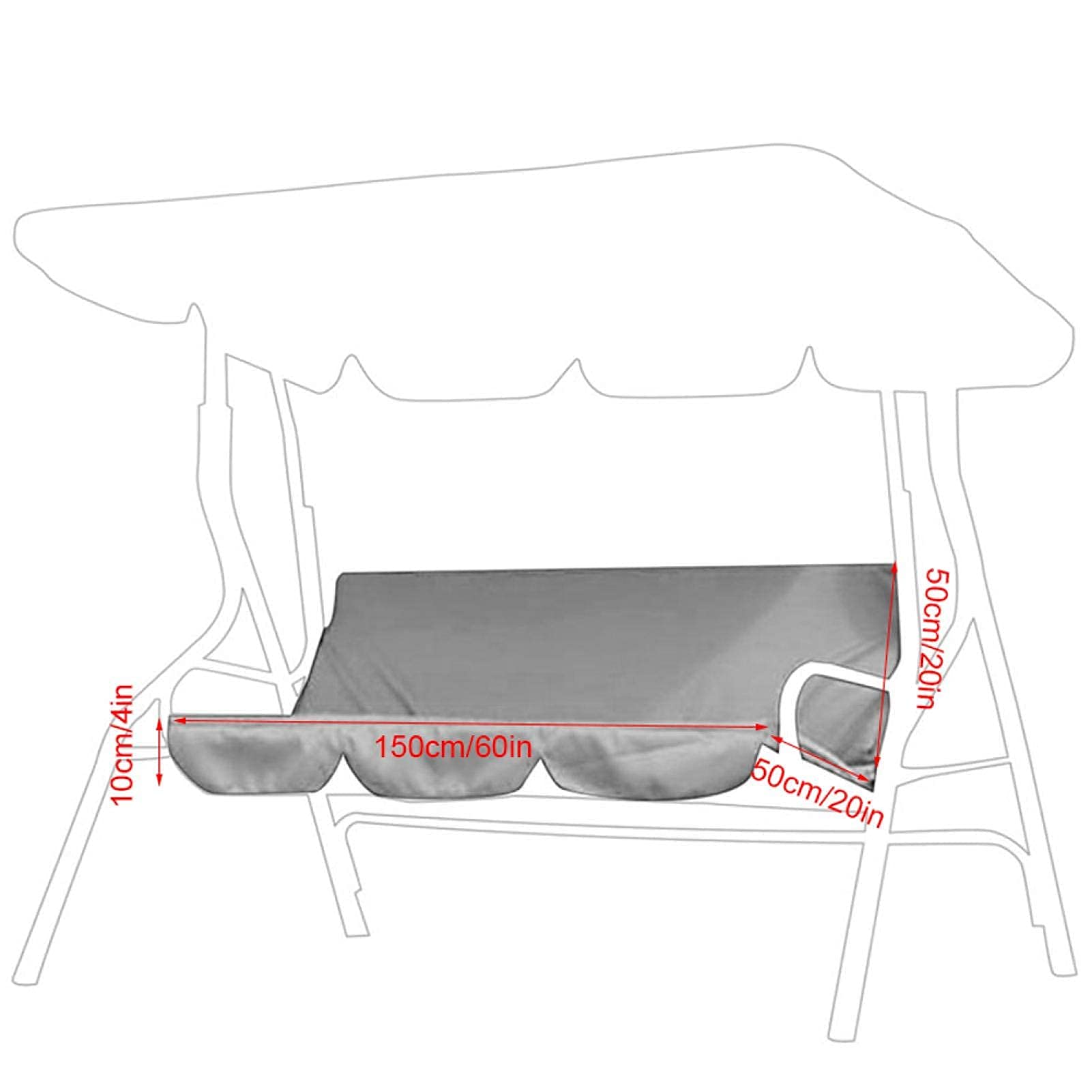 Omabeta Garden Machinery & Agricultural Equipment housse de balançoire 3 places grise imperméable