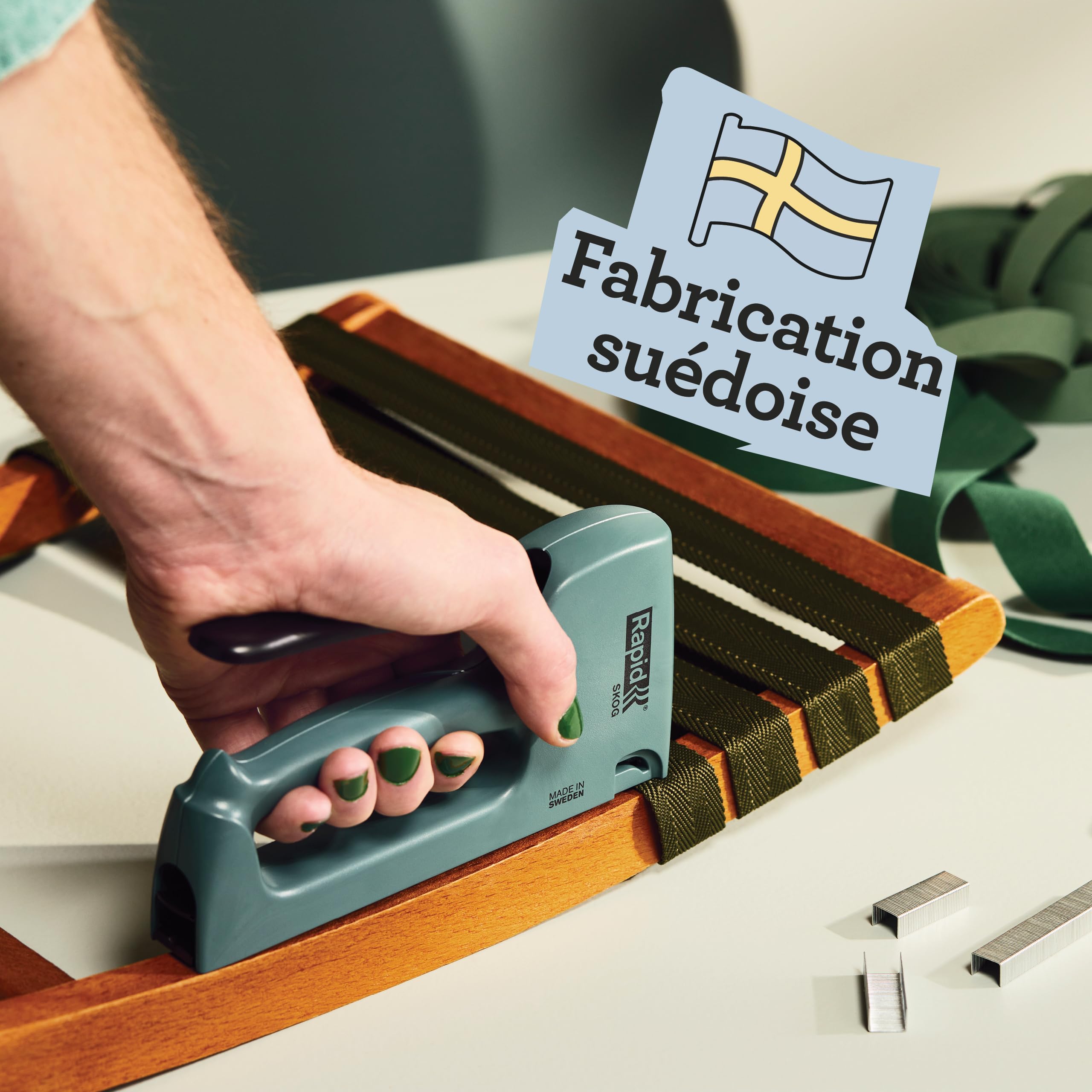 Rapid Agrafage R13 Skog agrafeuse tapissier verte plastique recyclé