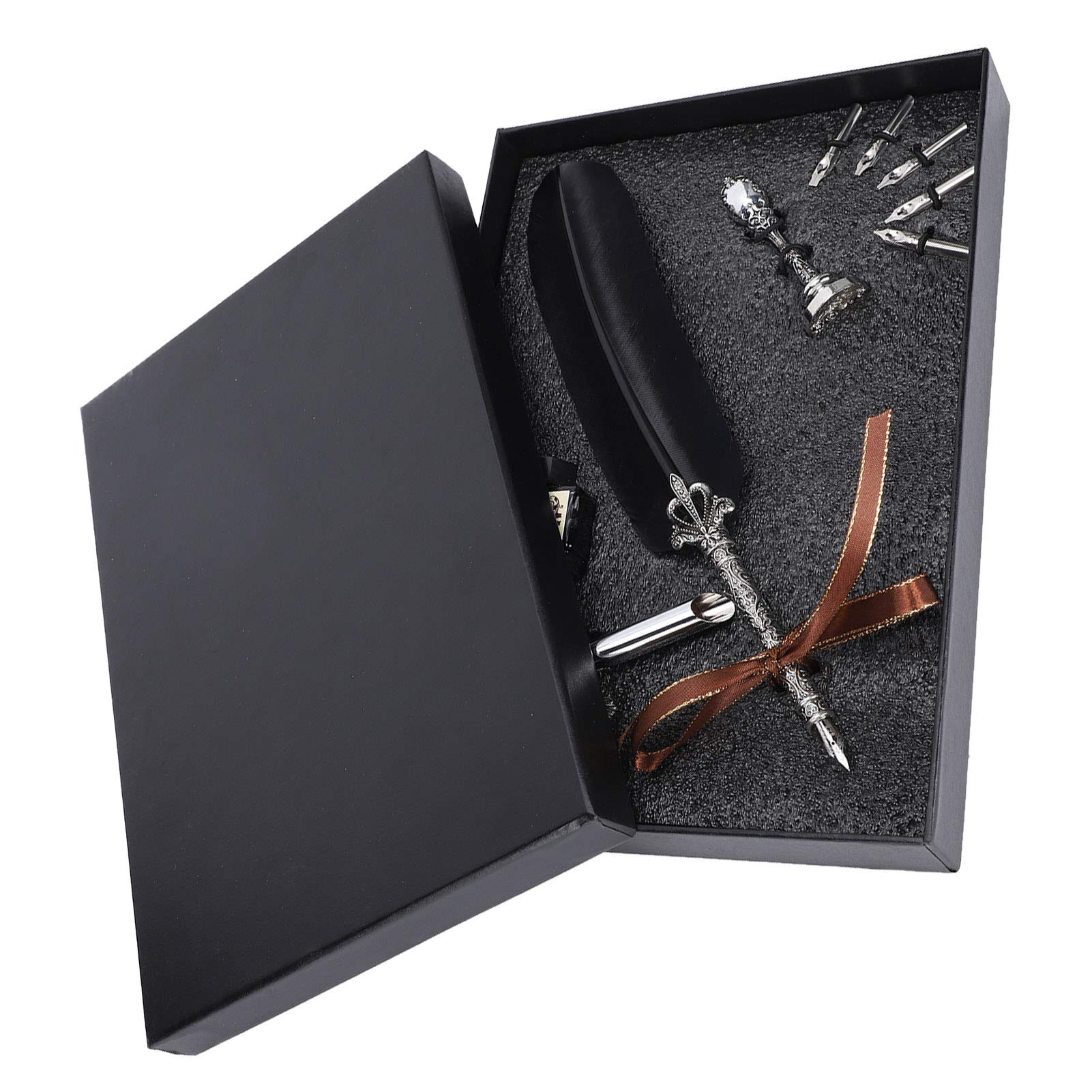 Omabeta Toys & Games stylo à tremper noir, 6 plumes, métal