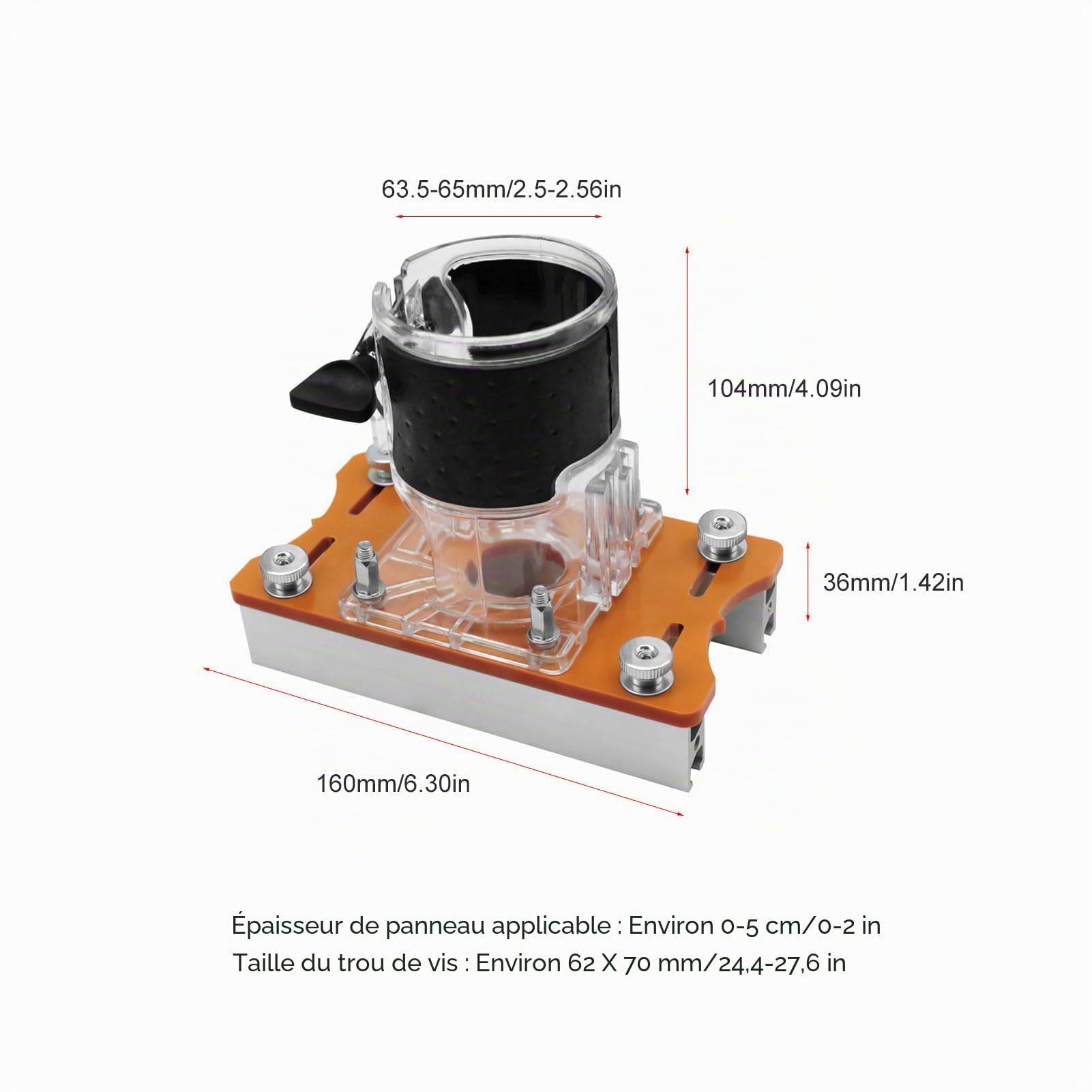 Omabeta Tools & Workshop Equipment base de défonceuse 2 en 1 65 mm argentée