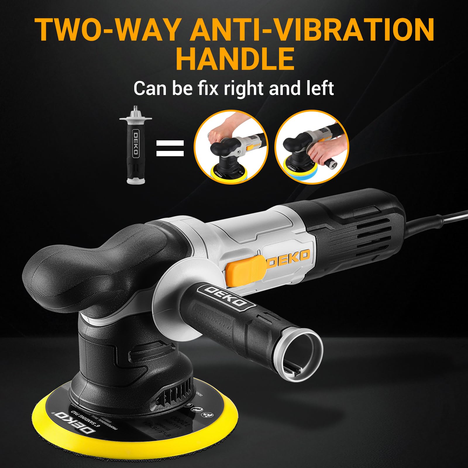 DEKOPRO POWER TOOLS polisseuse orbitale 800 W 150 mm double action 6 vitesses