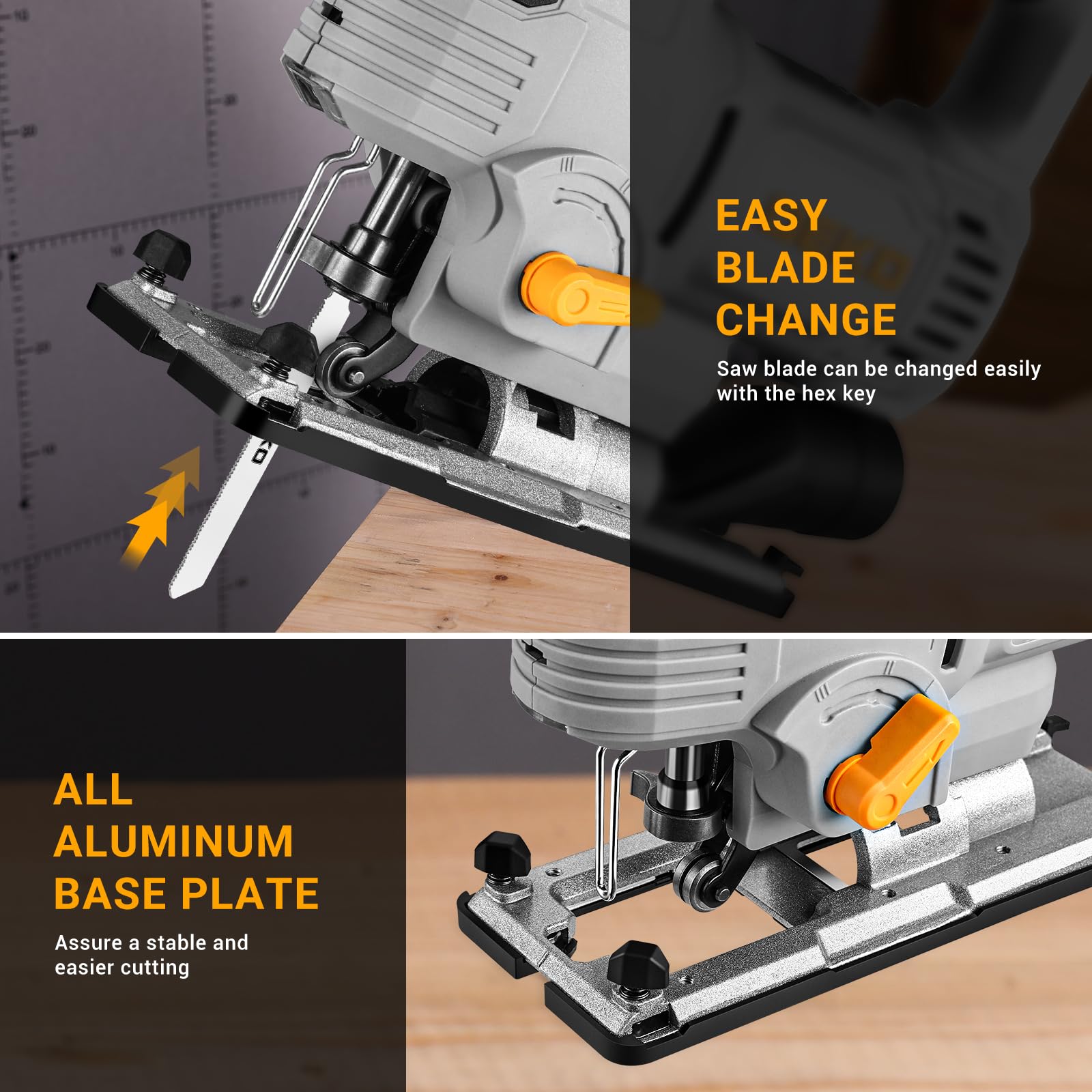 DEKOPRO POWER TOOLS scie sauteuse électrique 800 W avec laser