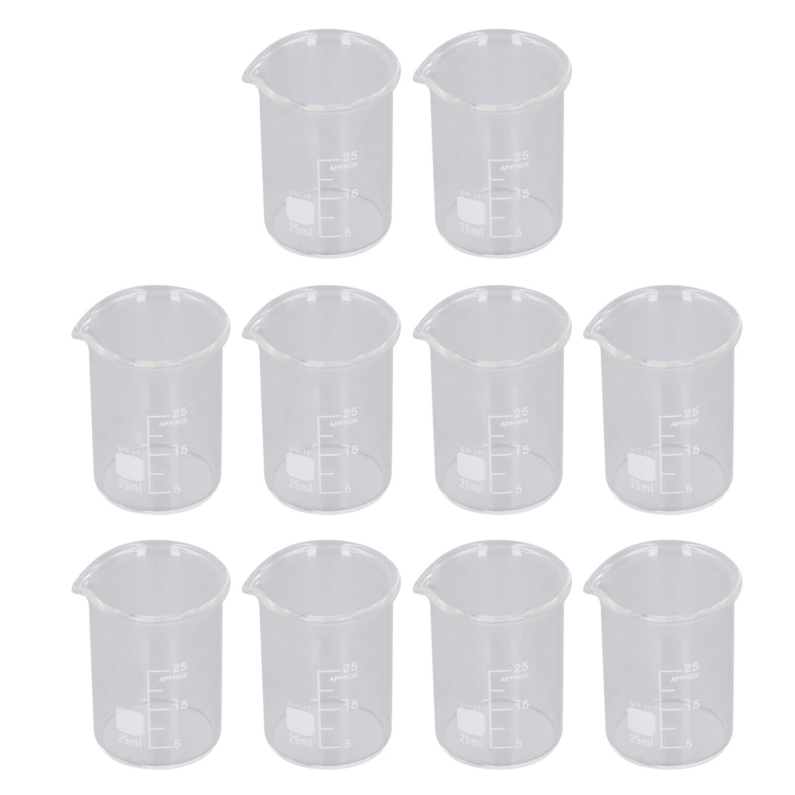 Omabeta Toys & Games bécher gradué 25 ml, lot de 10 en verre borosilicaté