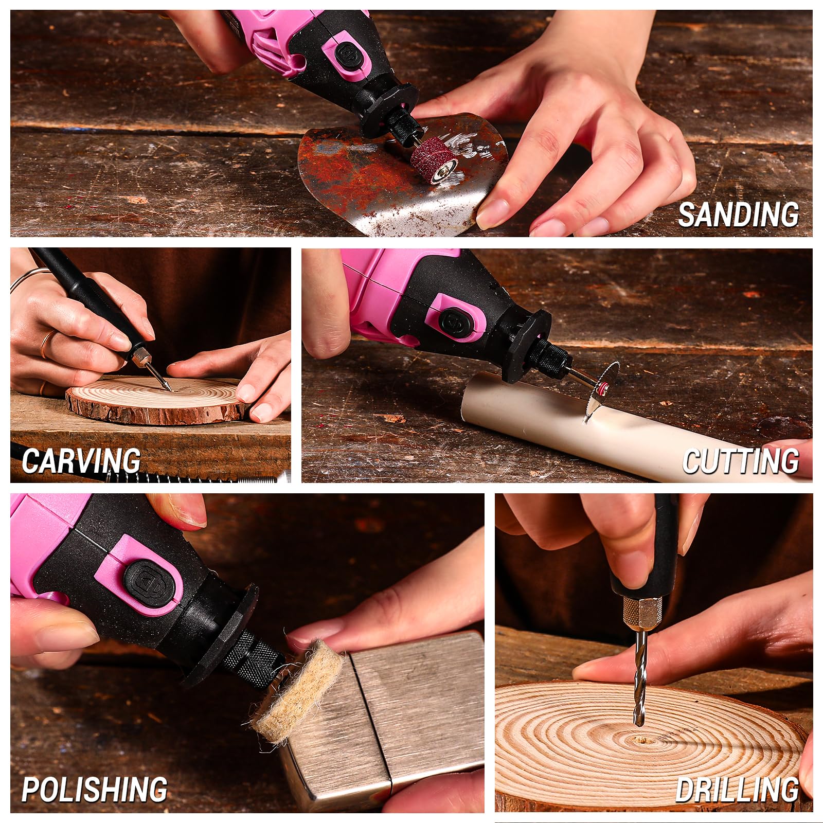 DEKOPRO POWER TOOLS outil rotatif multifonction 126 pièces noir rosé 170 W