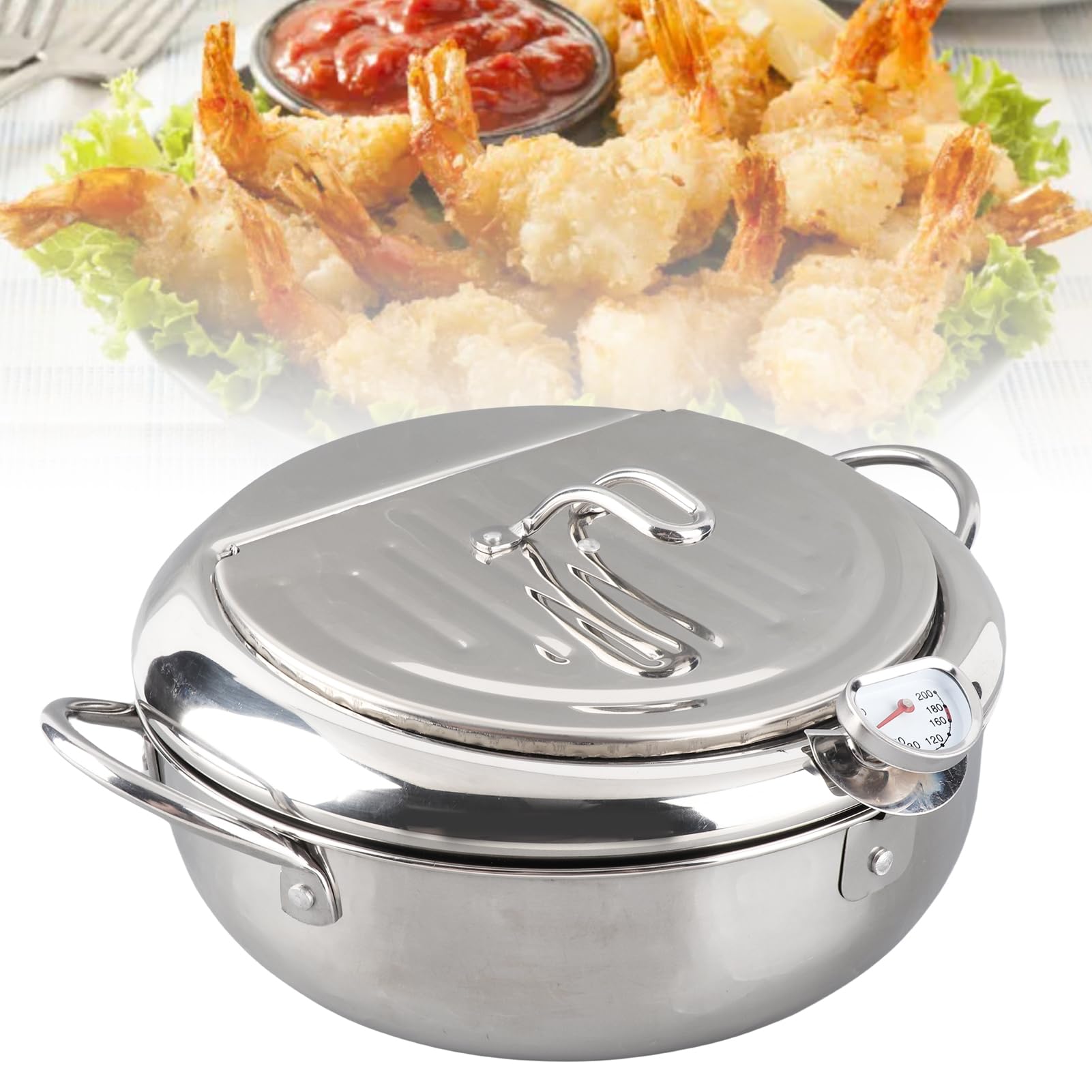 Omabeta Kitchen Utensils & Cooking Tools mini friteuse japonaise avec thermomètre 20 cm inox