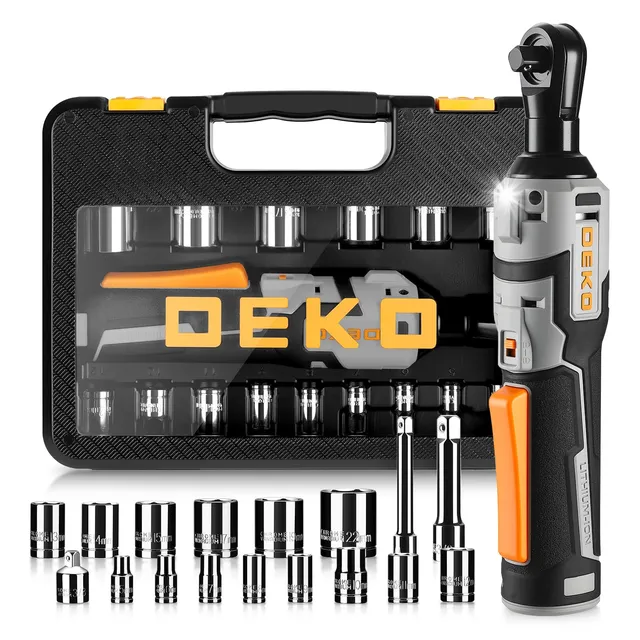 DEKOPRO SOCKET SET Clé à cliquet électrique sans fil 3/8" coffret 14 douilles 8 V