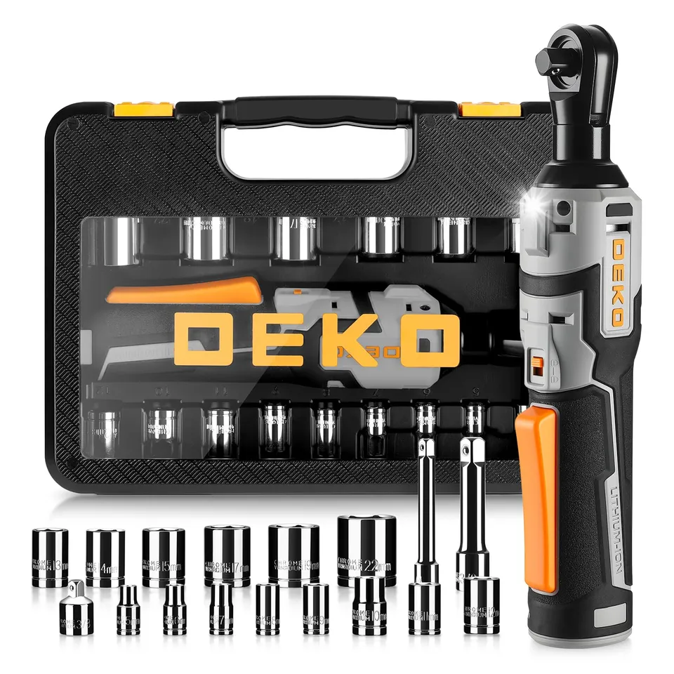 DEKOPRO SOCKET SET Clé à cliquet électrique sans fil 3/8" coffret 14 douilles 8 V