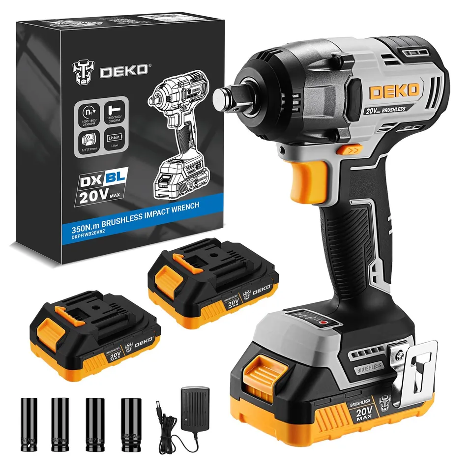 DEKOPRO POWER TOOLS clé à choc sans fil 350 N·m, 2 batteries 2 Ah