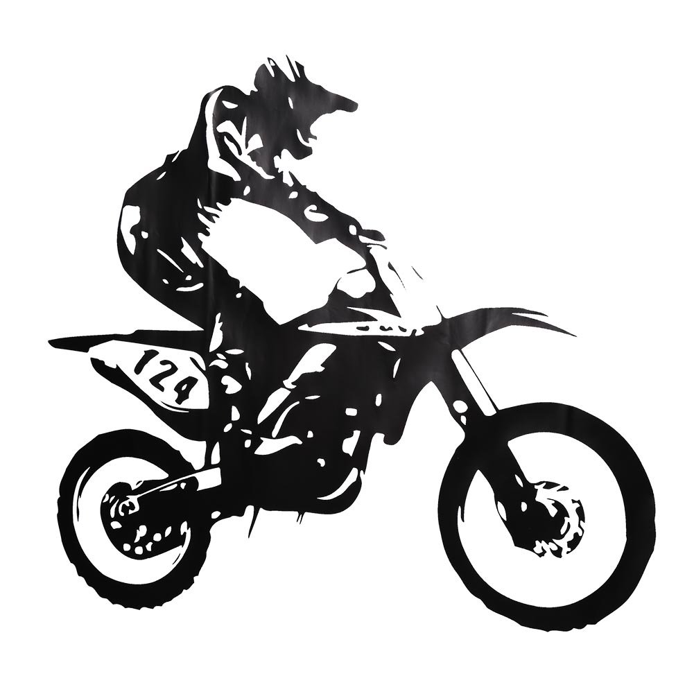 Omabeta Home Décor & Bathroom Décor sticker mural motocross noir PVC amovible 1 pièce