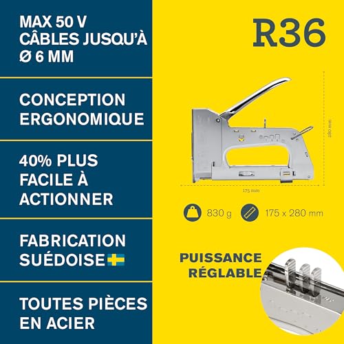 Rapid’os 16 Agrafage R36E agrafeuse câble pour agrafes n°36 et n°7