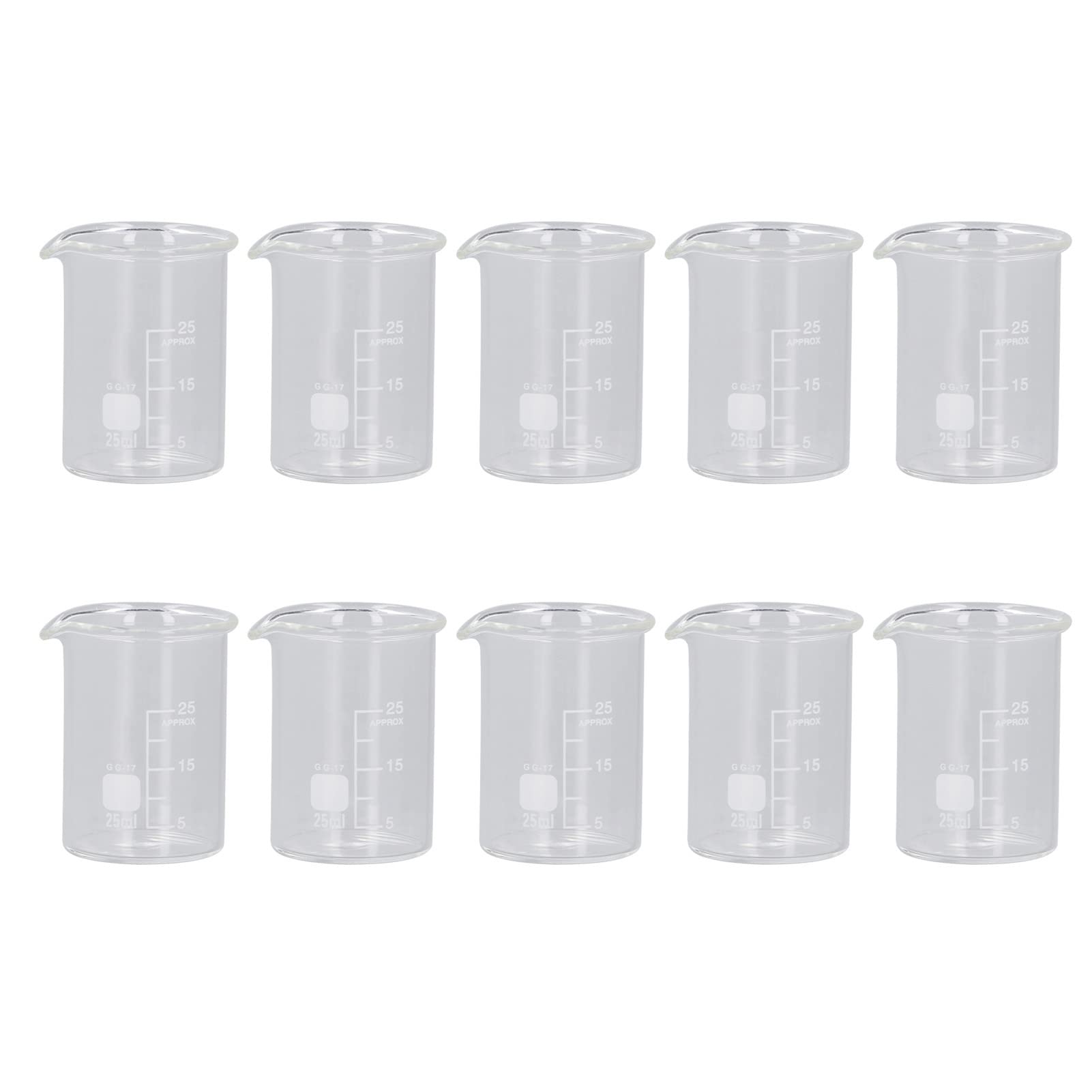 Omabeta Toys & Games bécher gradué 25 ml, lot de 10 en verre borosilicaté