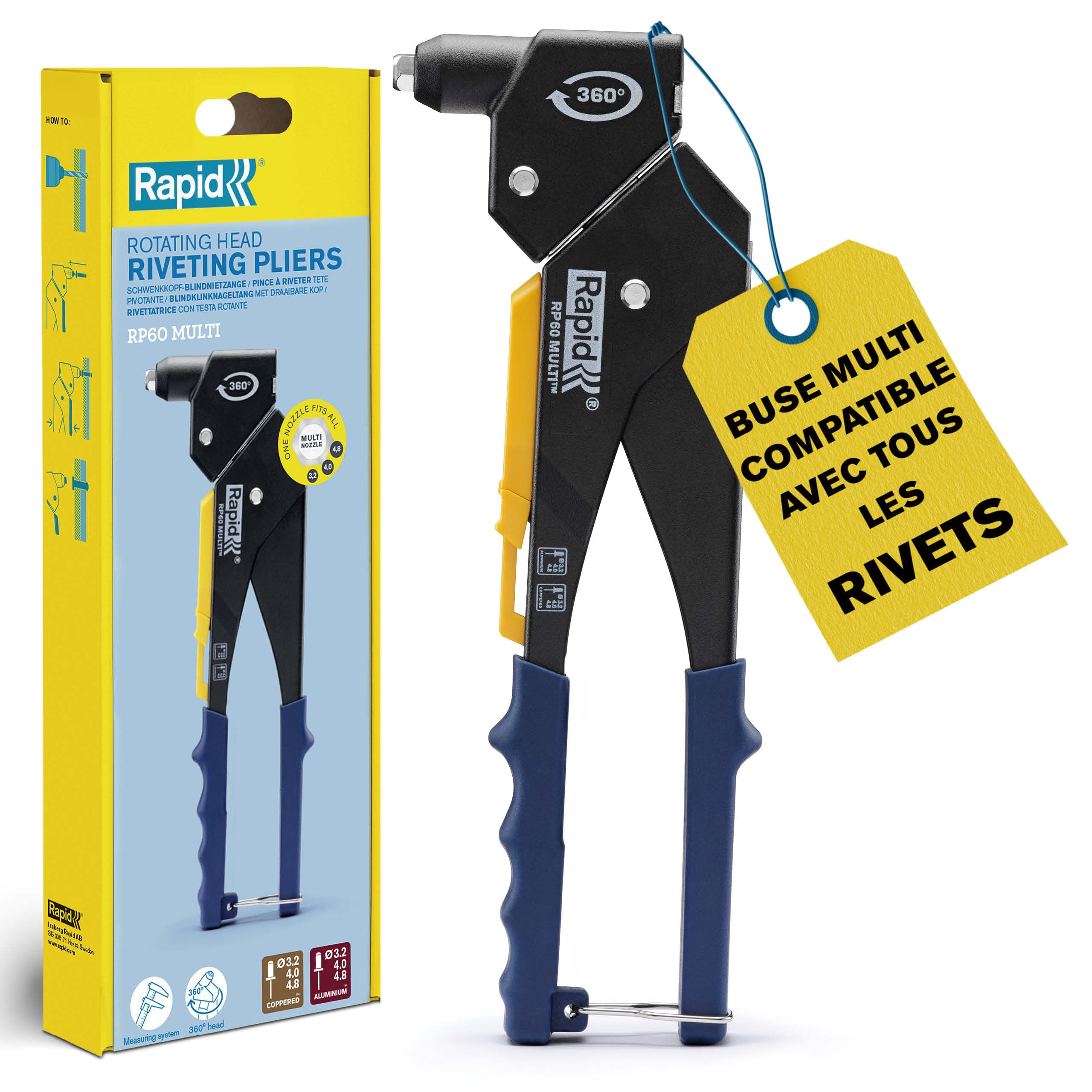 Rapid’os 16 Rivetage RP60 Multi pince à riveter tête pivotante