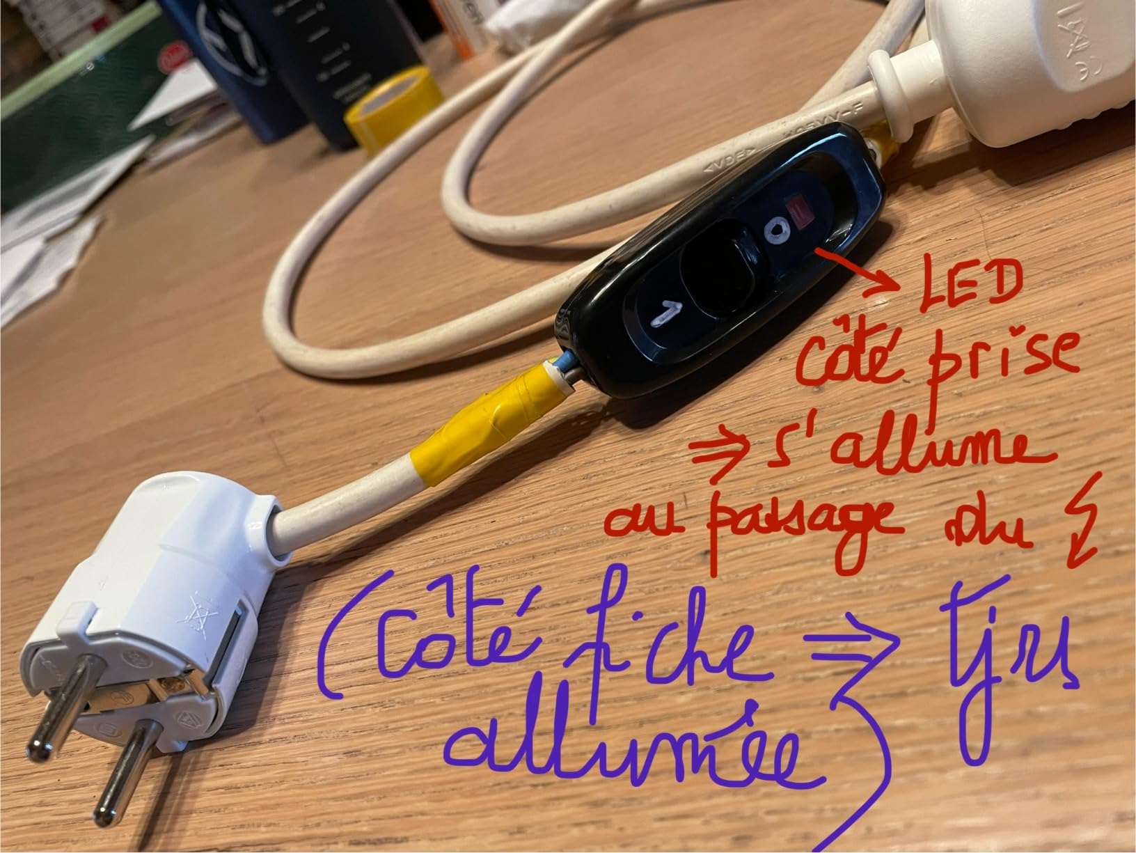 Omabeta Electrical Components & Wiring interrupteur en ligne noir 250 V 10 A LED