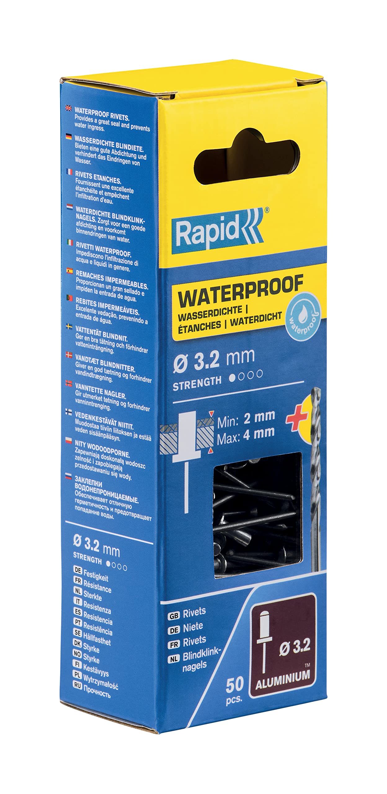 Rapid’os 16 Rivetage rivets étanches Ø3,2 x 8 mm, 50 pièces alu