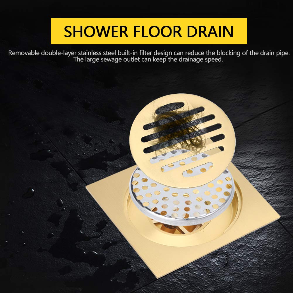 Omabeta Home Décor & Bathroom Décor siphon de sol en laiton anti-odeur avec filtre inox