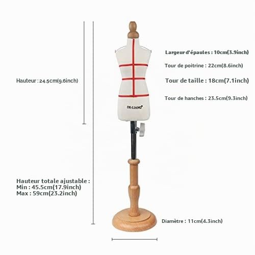Omabeta Toys & Games mannequin de couture miniature base ronde en bois de hêtre naturel