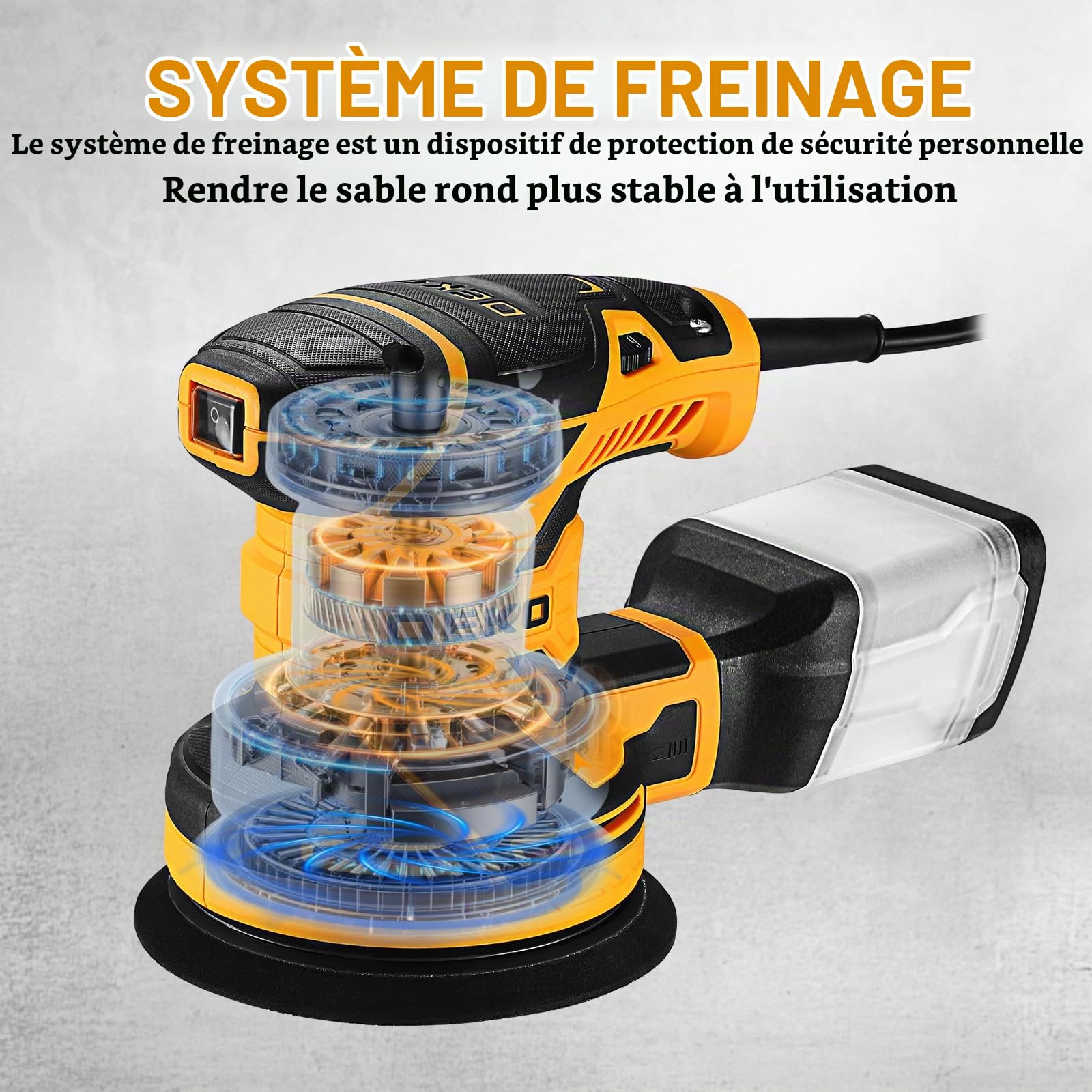 DEKOPRO POWER TOOLS ponceuse excentrique 300 W 125 mm jaune