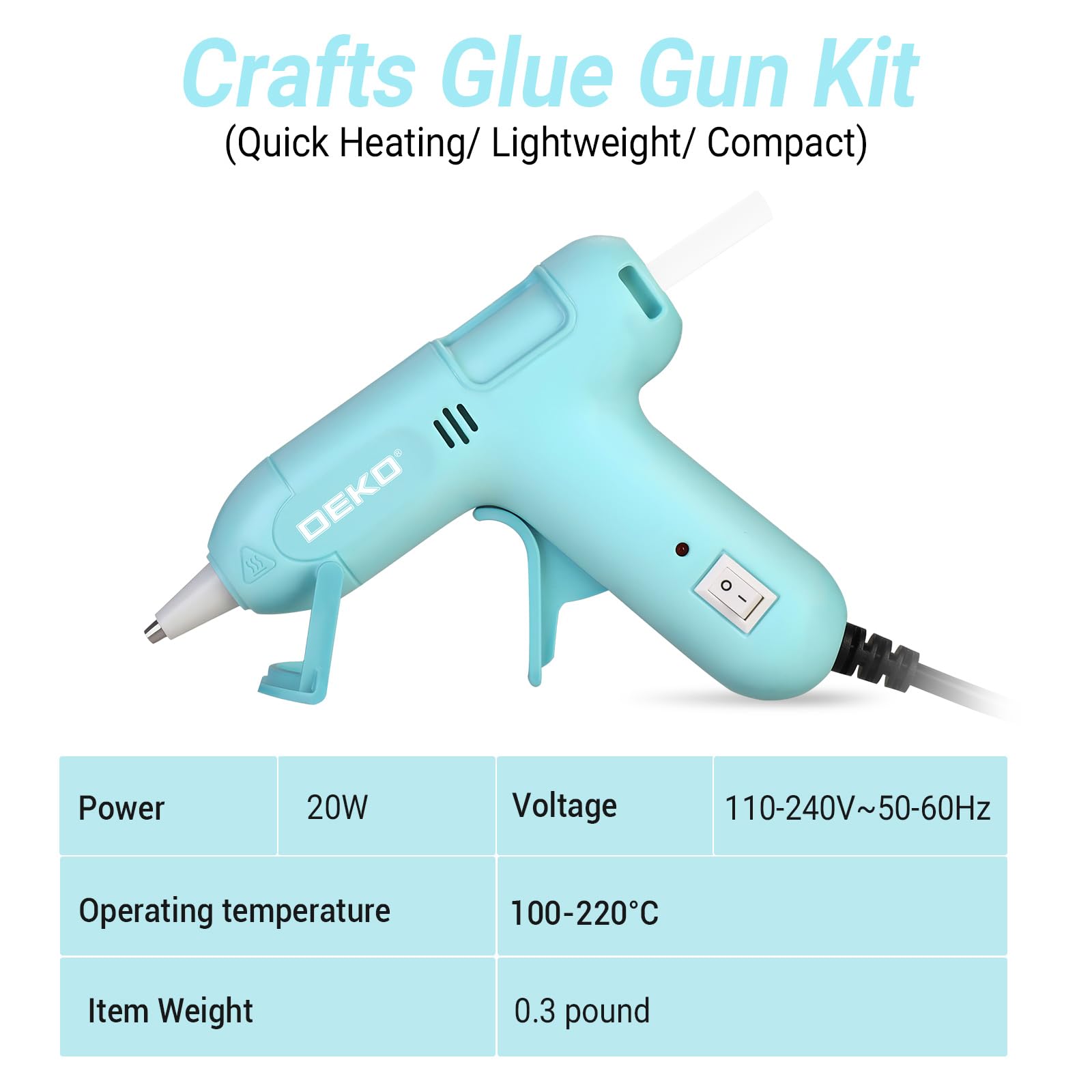 DEKOPRO POWER TOOLS pistolet à colle 20 W bleu 60 bâtons réglable