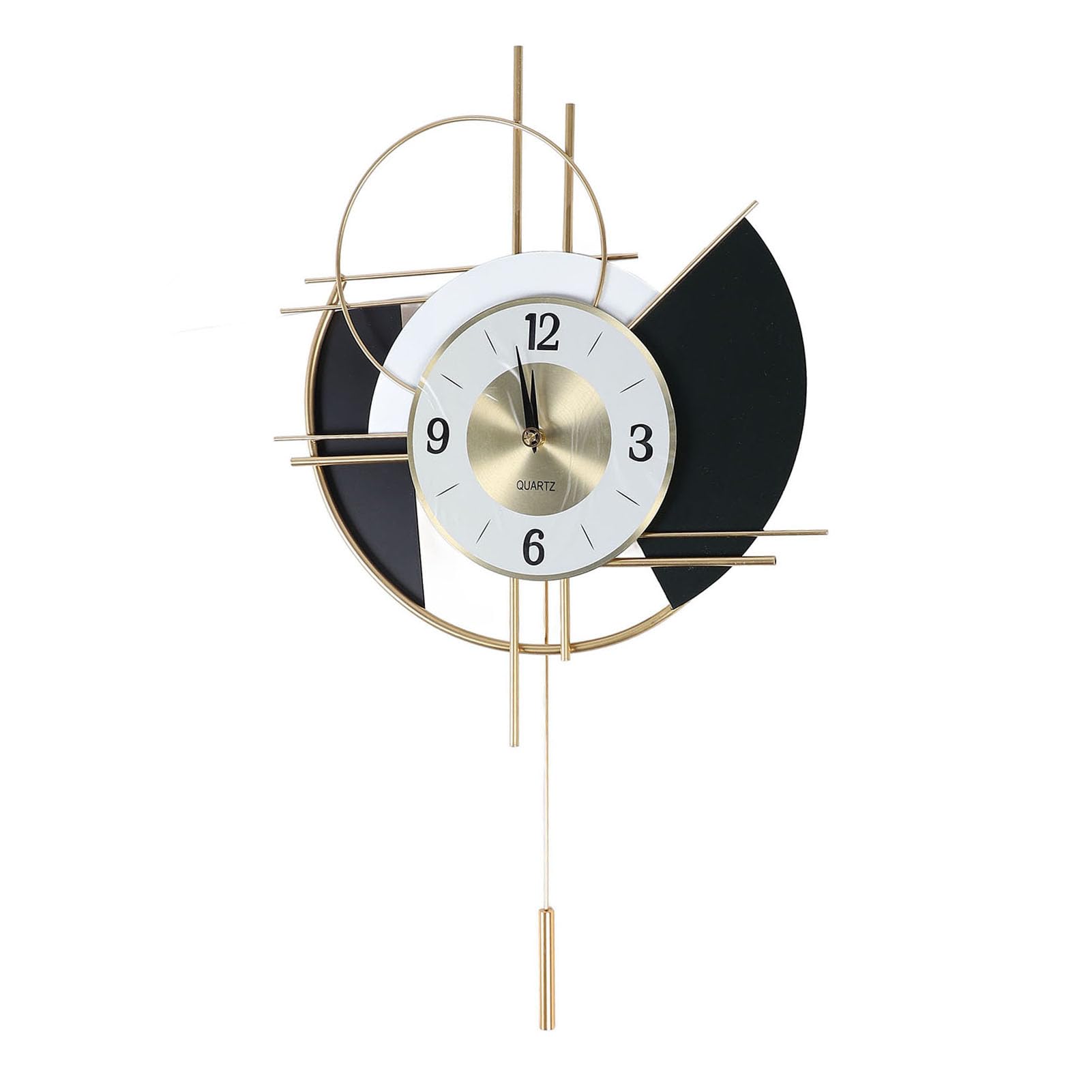 Omabeta Home Décor & Bathroom Décor horloge murale silencieuse noire et or 42,5 cm
