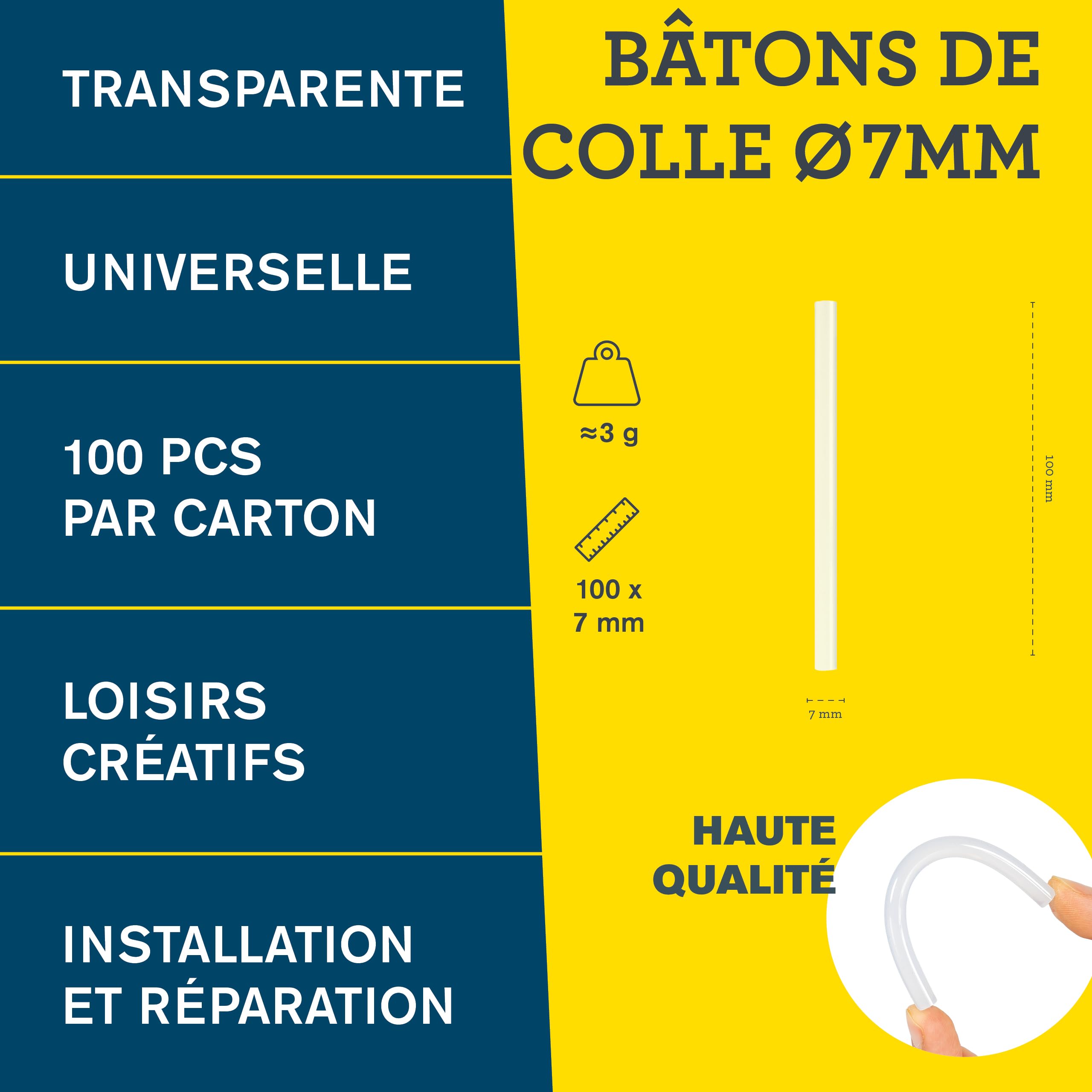 Rapid’os 16 Collage Bâtons de colle universelle Ø7 x 100 mm, 100 pièces transparents