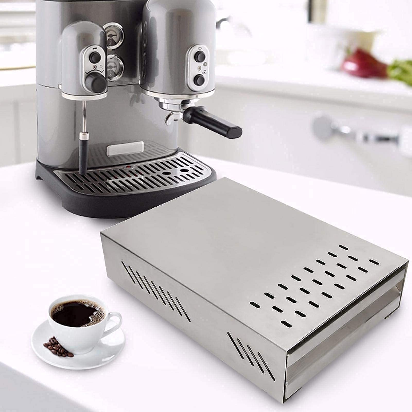 Omabeta Kitchen Appliances tiroir à marc de café argent avec barre inox