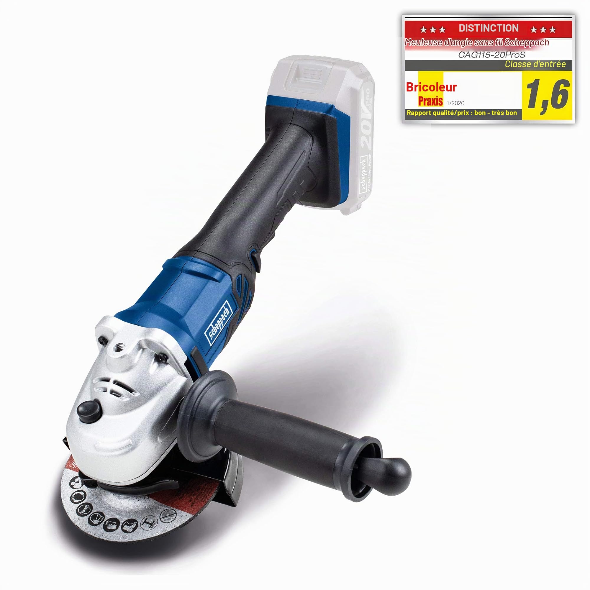 Scheppach 20V Pro Series CAG115-20ProS meuleuse d’angle sans fil 115 mm nue