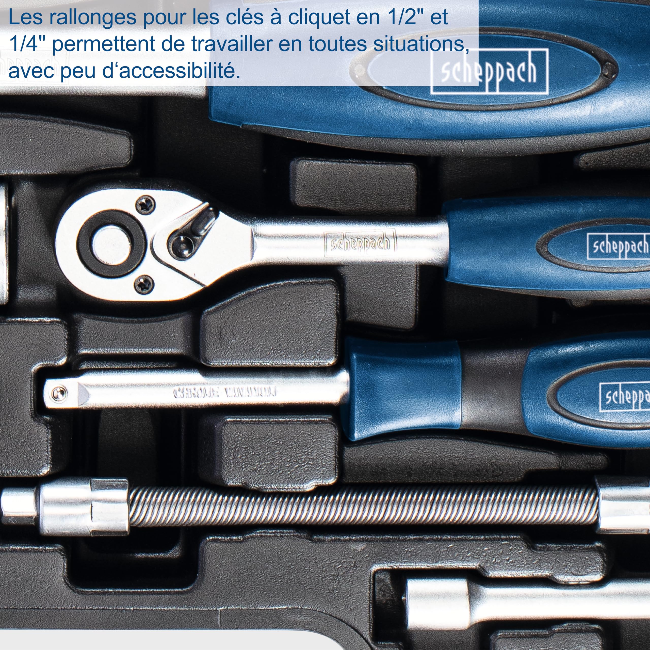 Scheppach ST Series TB94 mallette à outils 94 pièces en acier chrome-vanadium