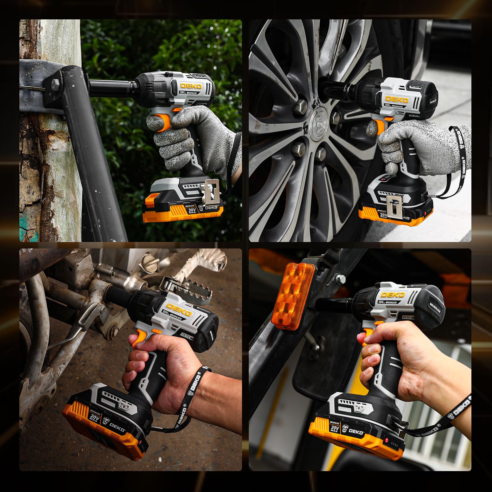 DEKOPRO POWER TOOLS clé à choc sans fil 350 N·m, 2 batteries 2 Ah