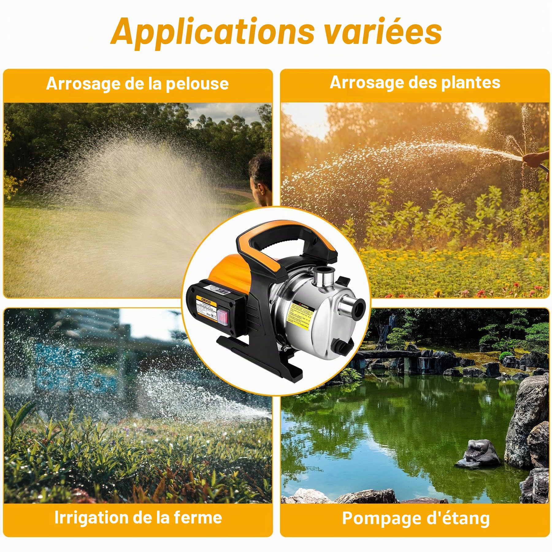 DEKOPRO SUMP PUMP Pompe à eau 800 W 3200 l/h IPX4