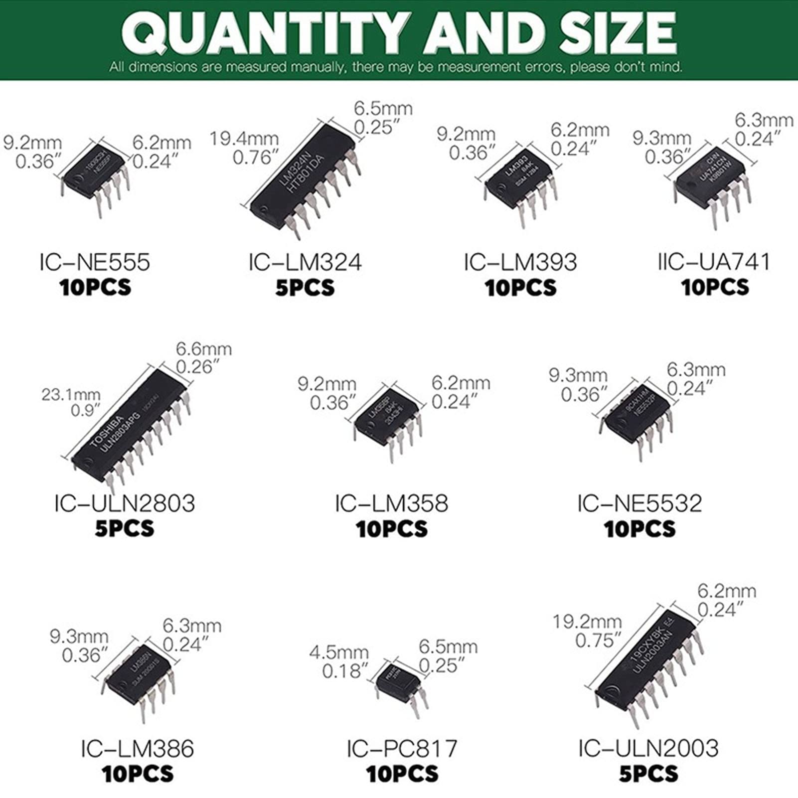 Omabeta Puces IC 85 Pcs 10 Spécifications Kit circuits intégrés