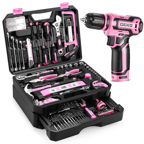 DEKOPRO TOOL KIT kit d’outils 238 pièces rose avec perceuse 12 V