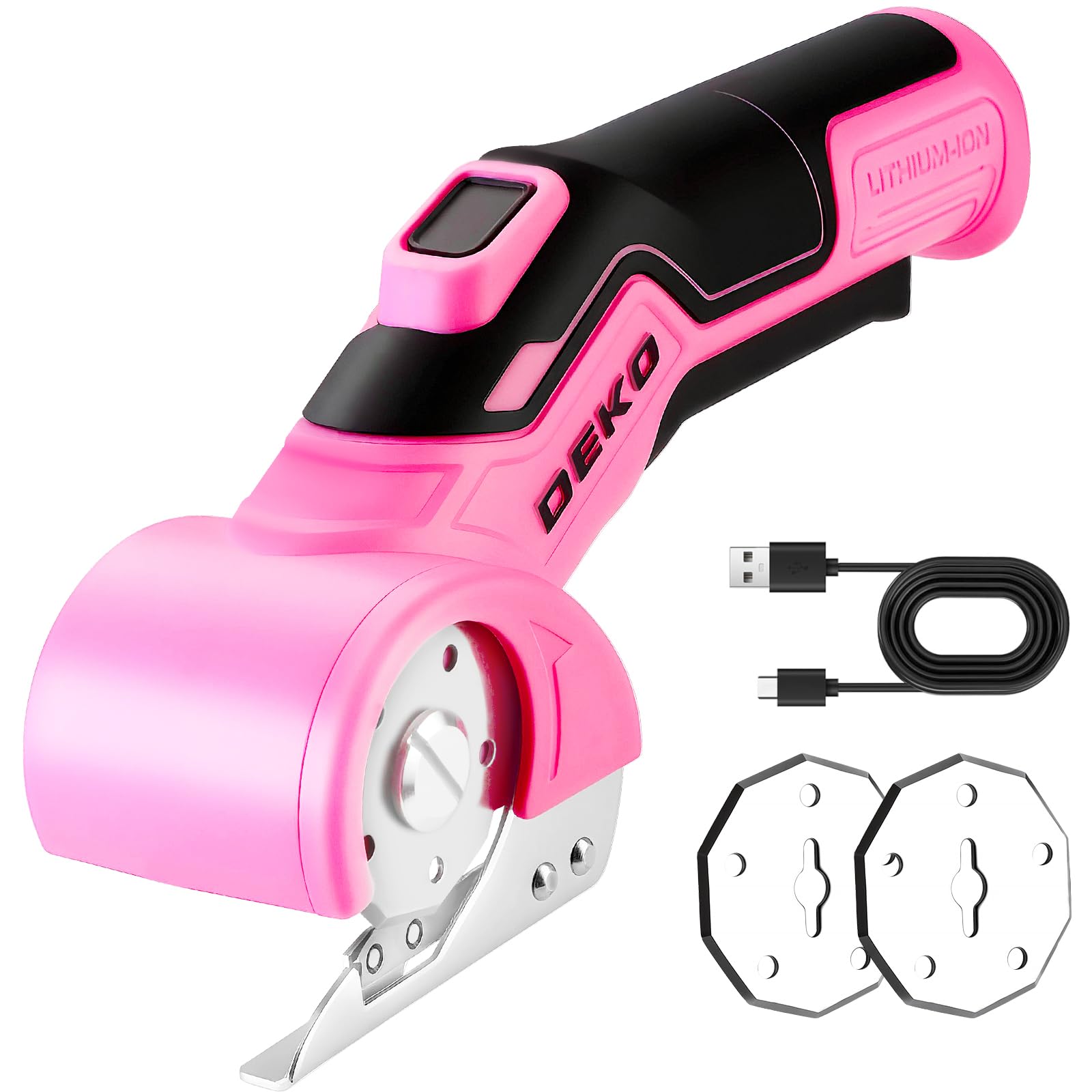 DEKOPRO POWER TOOLS ciseaux électriques rotatifs sans fil rose 3,7 V