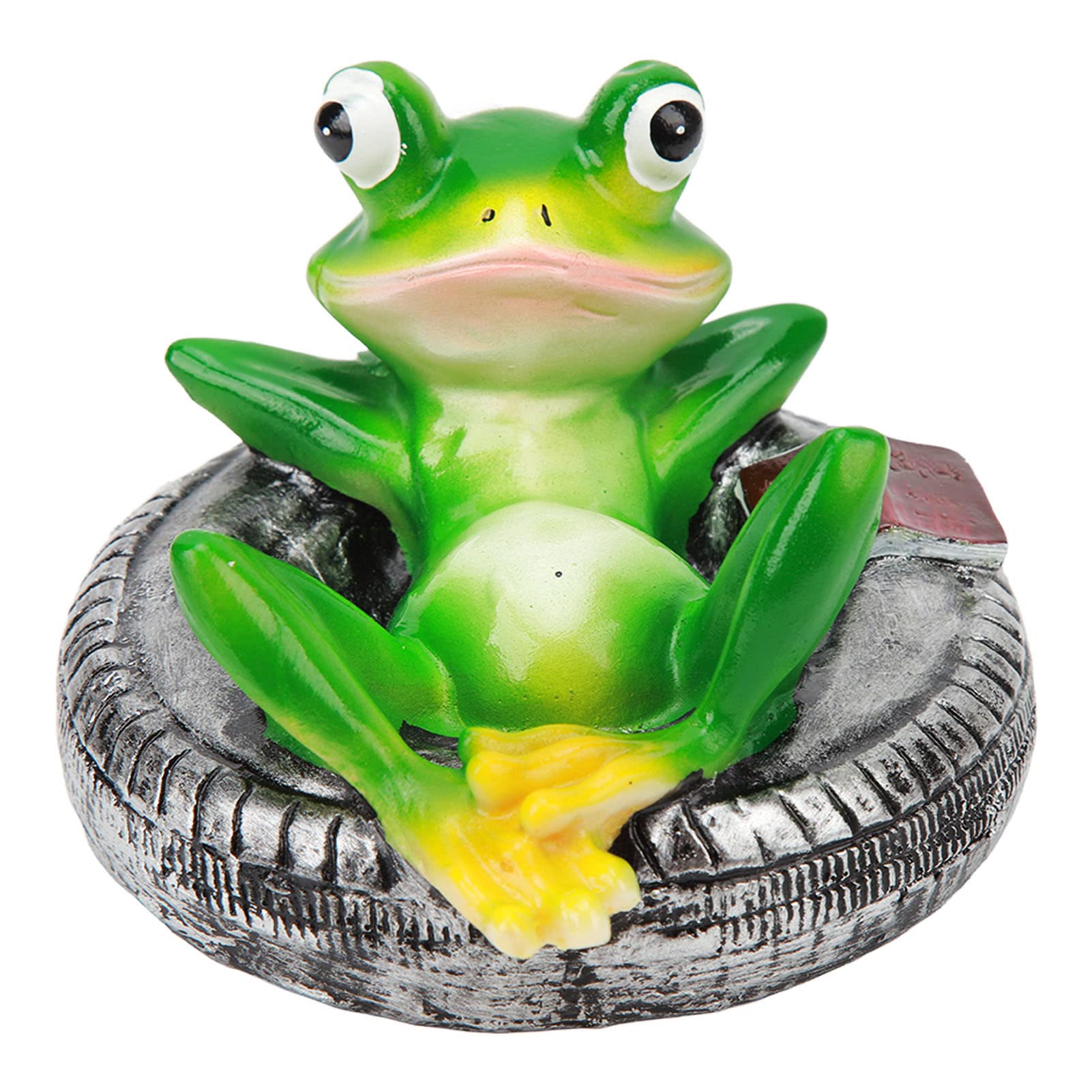Omabeta Décoration d’étang grenouille flottante allongée sur un pneu en résine