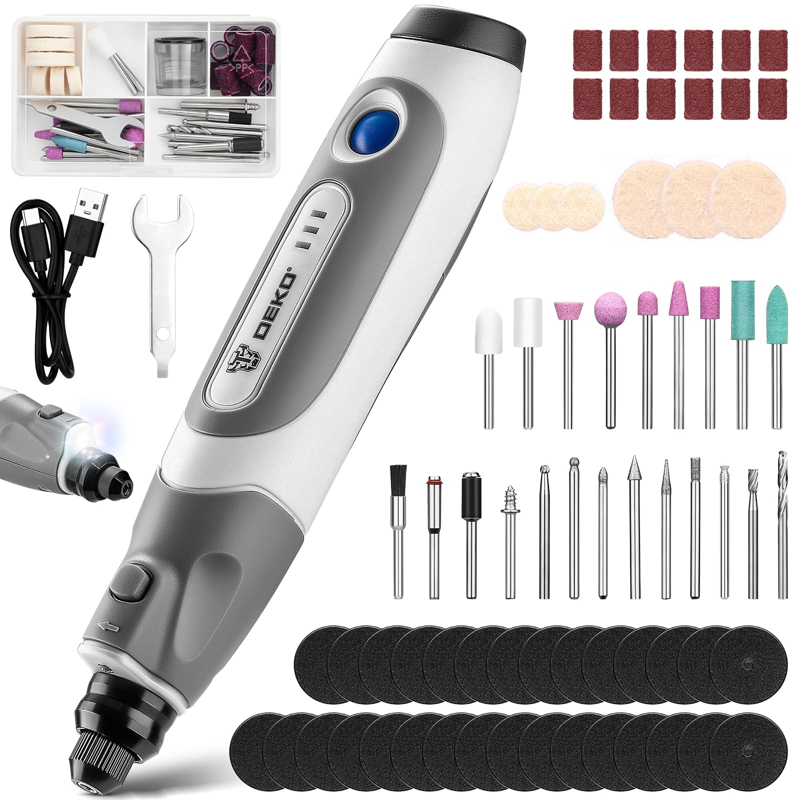 DEKOPRO POWER TOOLS outil rotatif multifonction sans fil rose 70 accessoires