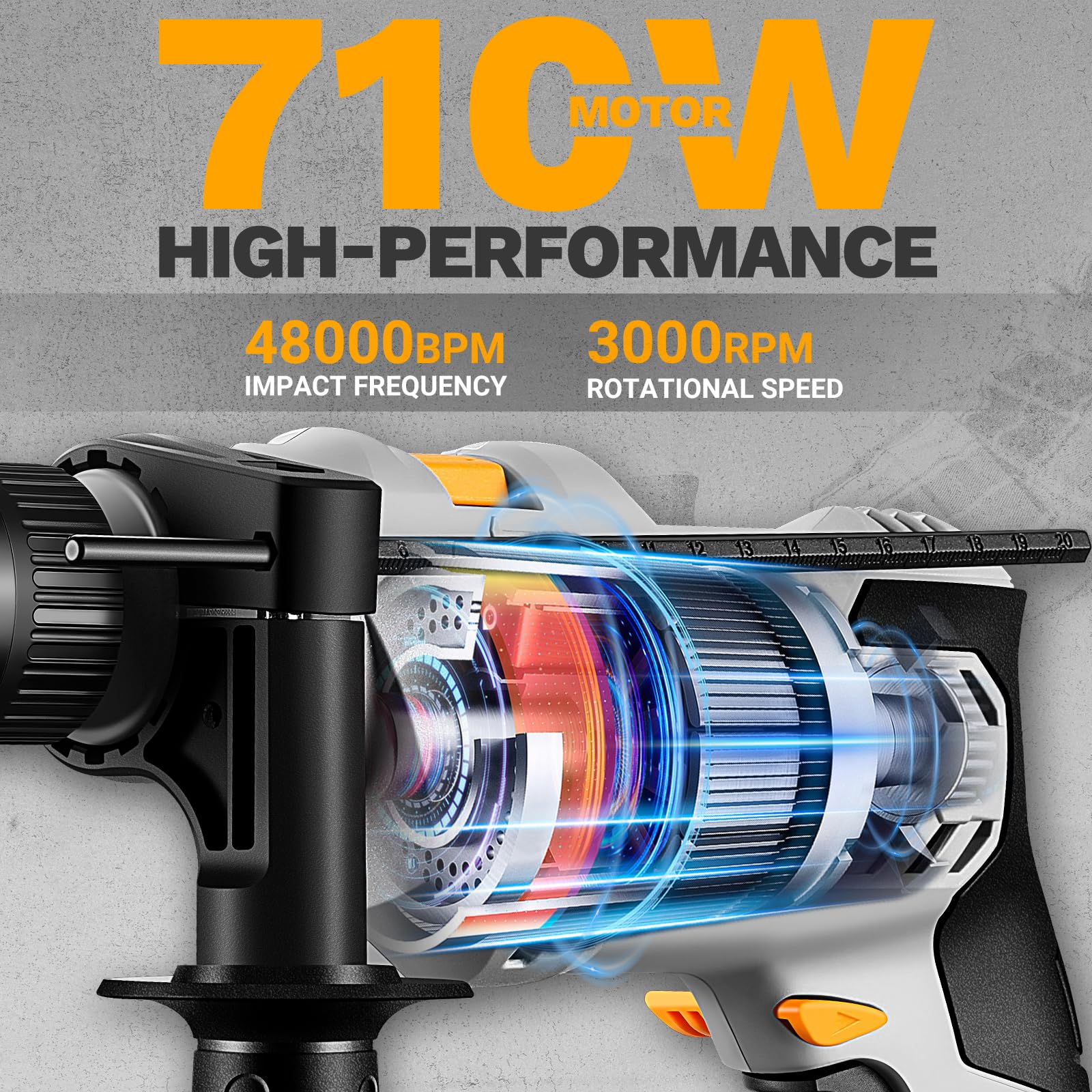 DEKOPRO POWER TOOLS perceuse à percussion 710 W avec 12 mèches