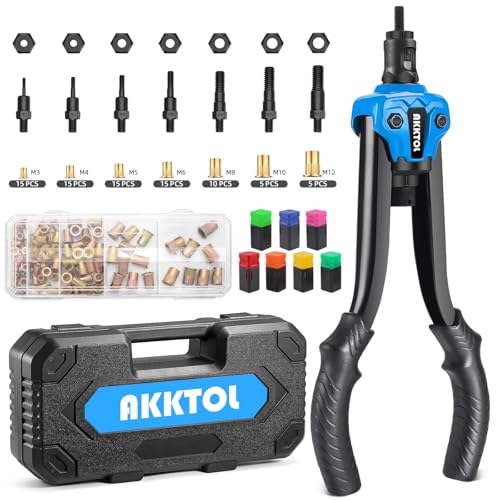 AKKTOL Rivet Nut Tools pince à insert fileté avec coffret, 7 mandrins M3-M12