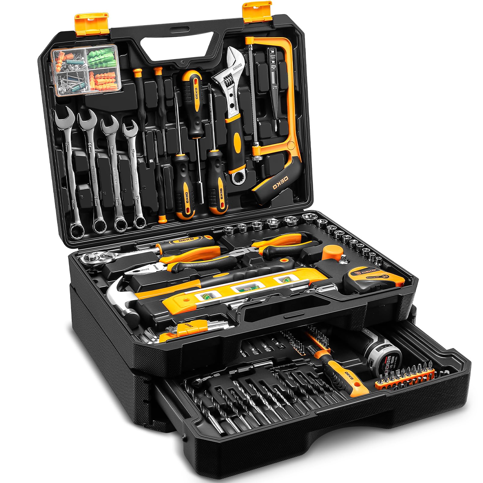 DEKOPRO TOOL KIT Coffret à outils 238 pièces avec perceuse 12 V gris