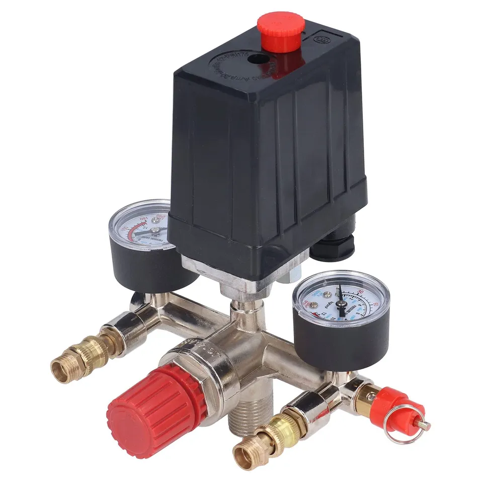 Omabeta Tools & Workshop Equipment Pressostat de compresseur 90–120 PSI avec 2 manomètres