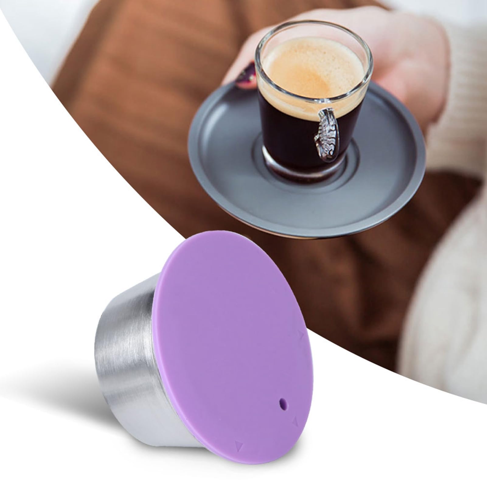 Omabeta Kitchen Appliances capsule de café réutilisable violette en acier inoxydable