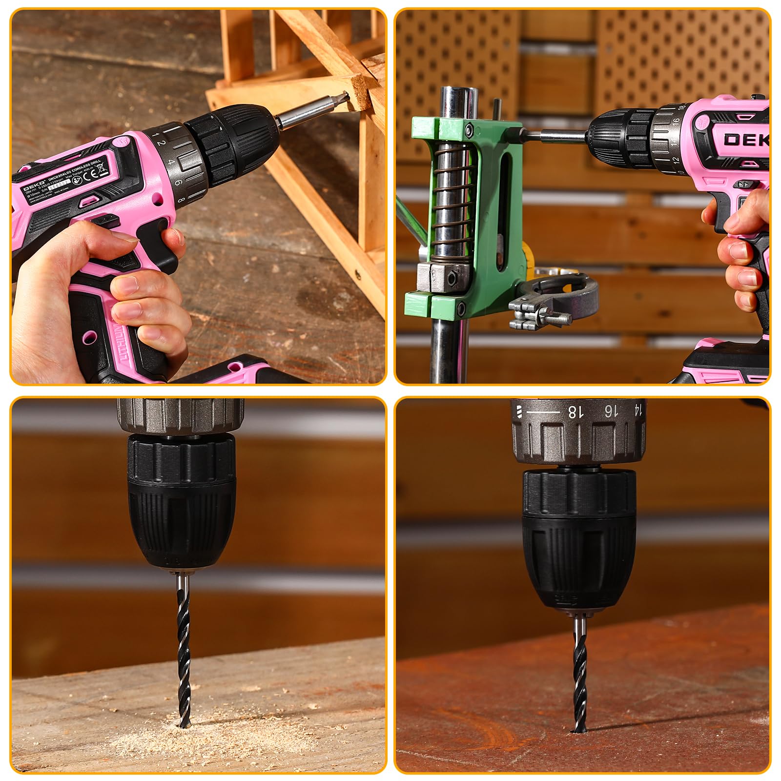DEKOPRO POWER TOOLS perceuse-visseuse 20 V rose 1 batterie