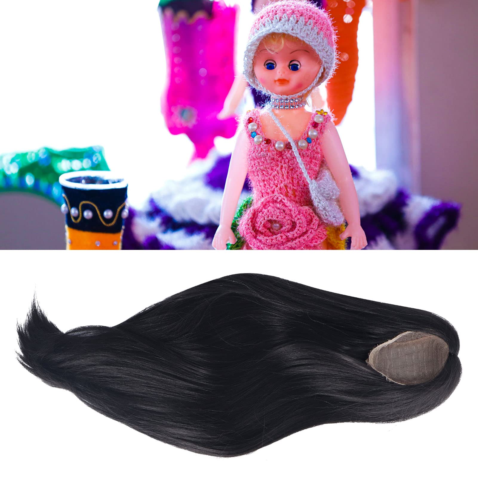 Omabeta 1/3 Doll Wig perruque poupée noire raie milieu