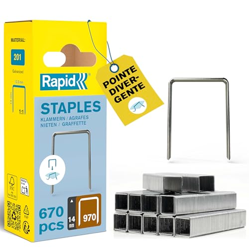 Rapid’os 16 Agrafage 970 agrafes fil plat 14 mm 672 pièces galvanisées