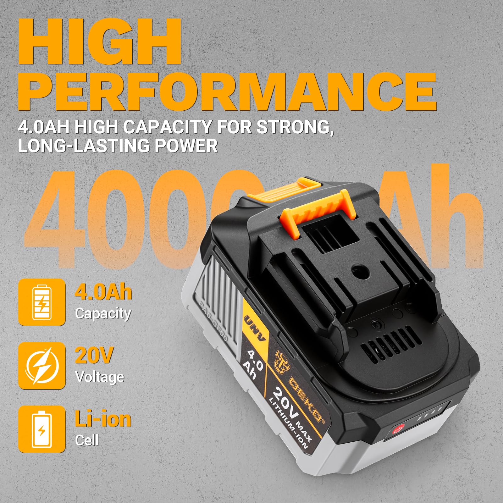 DEKOPRO POWER TOOLS batterie de remplacement 20V batterie lithium-ion